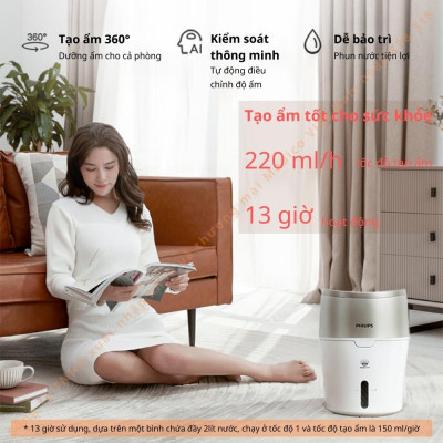 Máy tạo độ ẩm Philips làm ẩm không khí phòng đa năng hiển thị đèn led HU4803 - Hàng nhập khẩu