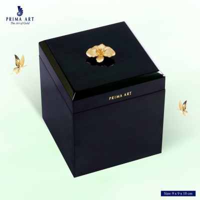 PRIMA Hộp Trang Sức Sơn mài & Hoa Hồng mạ Vàng 24K - Màu Xanh Rêu - 422D3175-01