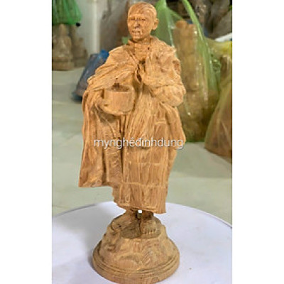 Tượng thầy thích minh tuệ bằng gỗ ngọc am thơm nức kt cao 20×8×6cm