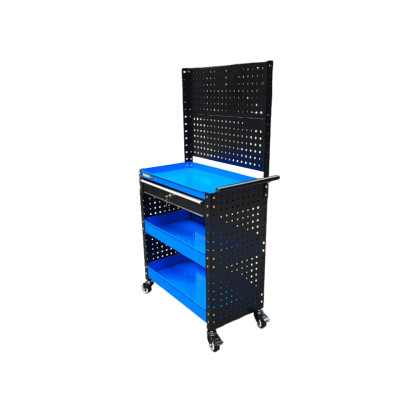 Xe đẩy dụng cụ 3 khay 1 ngăn kéo 2 tấm hông có tấm treo Stronger Tool