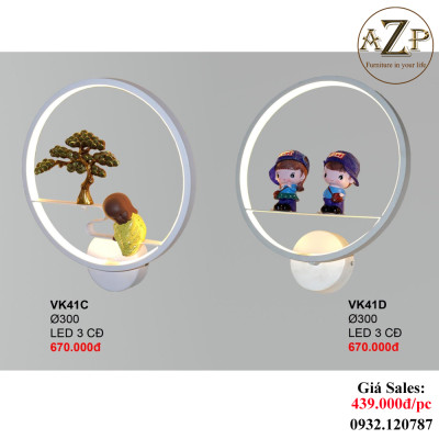AZP - ĐÈN ỐP VÁCH / ĐÈN TRANG TRÍ / ĐÈN TREO TƯỜNG PHÒNG KHÁCH, PHÒNG NGỦ, NHÀ HÀNG, KHÁCH SẠN AZP-VK41 phong cách đương đại, hàng nhập khẩu AZP
