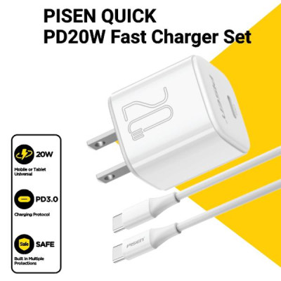 Sạc Nhanh Pisen Quick - Mr White Tiny USB-C 20W - Pisen CC1000