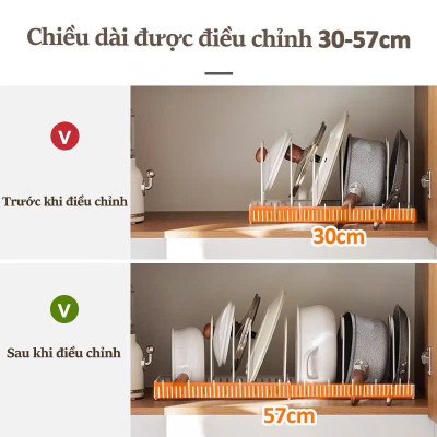 Kệ Để Nồi Chảo Đa Năng - Giá Úp Nồi Điều Chỉnh Độ Dài, Tiết Kiệm Không Gian, Kệ Nhà Bếp - HÀNG CHÍNH HÃNG MINIIN