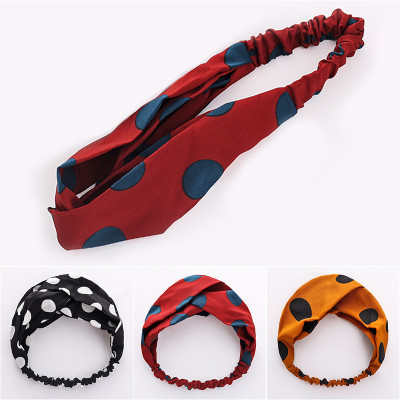 Băng đô vải cotton bản to chấm bi dễ thương TB50 chọn mầu