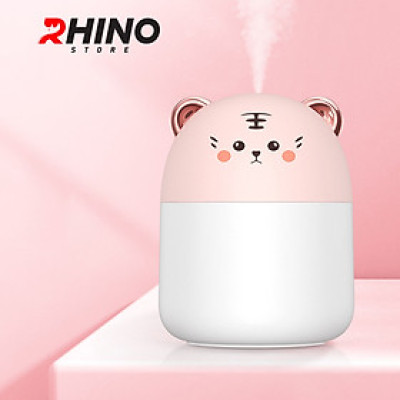 Máy phun sương tạo ẩm Rhino H903 dung tích 250ml, nhỏ gọn, không gây tiếng ồn, tích hợp đèn ngủ RGB nhiều màu - Hàng chính hãng