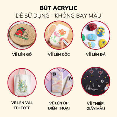 Bộ Bút Màu Acrylic Marker Chống Nước Vẽ Trên Mọi Chất Liệu.