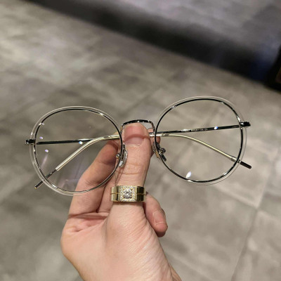 Kính Mắt tròn trong suốt không viền gọng kim loại nhẹ Korea