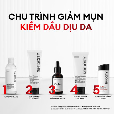 Bộ đôi giảm mụn sưng viêm Men Stay Simplicity cho nam Zinc PCA 1% + Terpineol-4 100g + 30ml