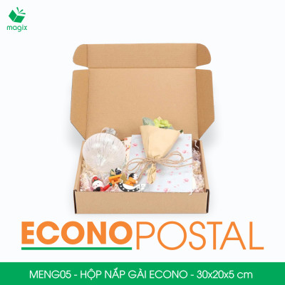 MENG05 - 30x20x5 cm - 60 Hộp carton nắp gài đóng hàng giá rẻ, hộp gói hàng, hộp quà thời trang