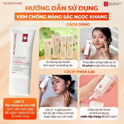Combo 6 món: Nước tẩy trang 145ml + Sữa rửa mặt 50g+ Nước hoa hồng 145ml + Kem dưỡng ban đêm 10g + Kem chống nắng 50g + Sắc Ngọc Khang ++ (60 viên)