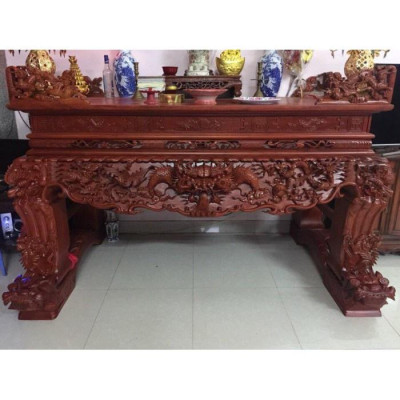 Sập Thờ Tứ Linh Gỗ Hương Đỏ Nam Phi