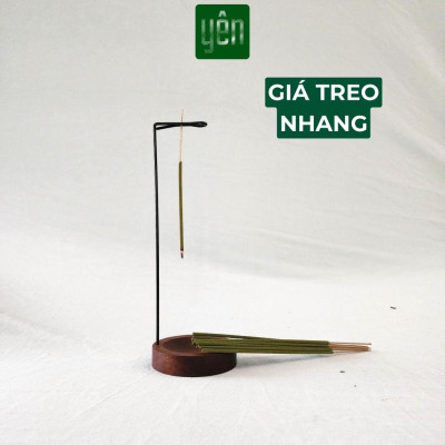 Giá Treo Nhang Thảo Mộc Yên Bằng Thanh Kim Loại Đế Gỗ Thông Trang Trí Tâm Linh Thờ Cúng Quà Tặng