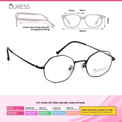 Gọng kính titanium 1249 thời trang nam nữ siêu nhẹ siêu bền OURESS