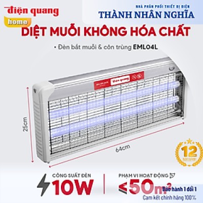 Đèn bắt muỗi Điện Quang ĐQ EML04L (640x65x250mm) - Công suất 10w, Phạm vi sử dụng 50m2