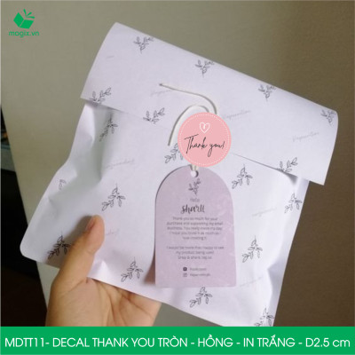 MDTT11 - D2.5cm - 1000 Sticker Thank you, decal Thank you tròn dán hộp carton, tem cám ơn, nhãn dán cảm ơn trang trí gói hàng