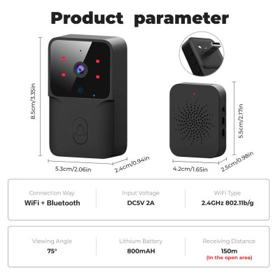 ChuôngCửa Không Dây Cao Cấp Kèm Camera Wifi – Kết Nối Ổn Định, Chống Nước, Xuyên Tường 300m