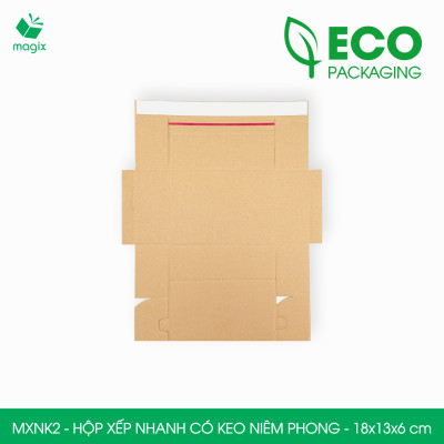 MXNK2 - 18x13x6 cm - 20 hộp carton đóng hàng xếp nhanh có keo niêm phong - Hộp gói hàng, hộp quà