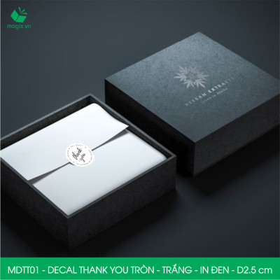 MDTT01 - D2.5cm - 500 Sticker Thank you, decal Thank you tròn dán hộp carton, tem cám ơn, nhãn dán cảm ơn trang trí gói hàng
