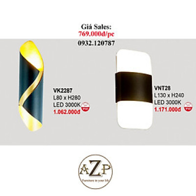 AZP - ĐÈN ỐP VÁCH / ĐÈN TRANG TRÍ / ĐÈN TREO TƯỜNG PHÒNG KHÁCH, PHÒNG NGỦ, NHÀ HÀNG, KHÁCH SẠN AZP-VNT28 / AZP-VK2287 phong cách đương đại, hàng nhập khẩu AZP