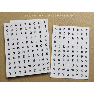 (02 tấm) sticker chữ và số trang trí thiệp, scrapbook, sổ tay