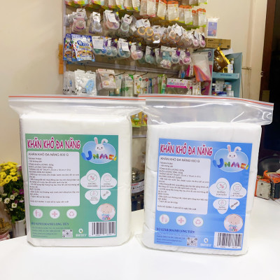 (Bịch Tiết Kiệm) Khăn Khô, Khăn Vải Khô Đa Năng UNMEI Vân Trơn/Vân Nổi 600g An Toàn Cho Da Em Bé