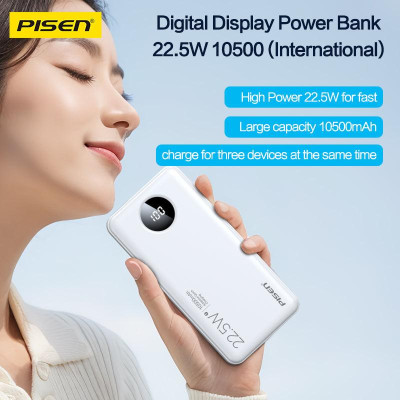 Sạc Dự Phòng Pisen Pro - Power Cube 22.5W 10500mAh - Màu Trắng