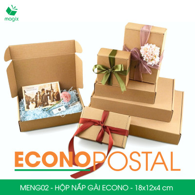 MENG02 - 18x12x4 cm - 20 Hộp carton nắp gài đóng hàng giá rẻ, hộp gói hàng, hộp quà thời trang