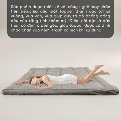Topper Tencel TATANA,Tấm làm mềm nệm- mềm mại, êm ái, Tấm trải đa năng, tấm tăng tiện nghi.