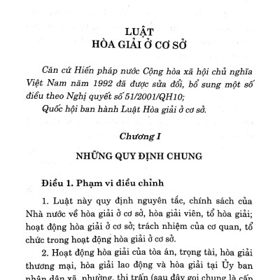 Luật Hòa Giải Ở Cơ Sở (Hiện Hành)