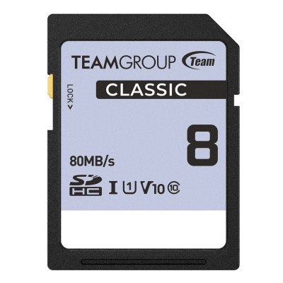 Thẻ nhớ SDHC Team Group Classic 8GB UHS-I U1 V10 Class 10 (dành cho máy ảnh) - Hàng chính hãng