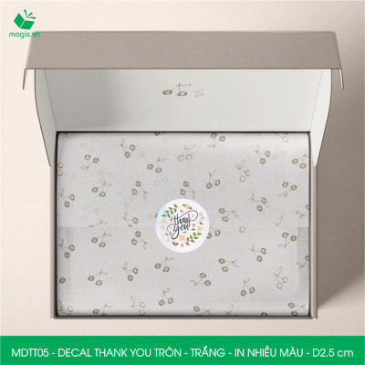 MDTT05 - D2.5cm - 50 Sticker Thank you, decal Thank you tròn dán hộp carton, tem cám ơn, nhãn dán cảm ơn trang trí gói hàng