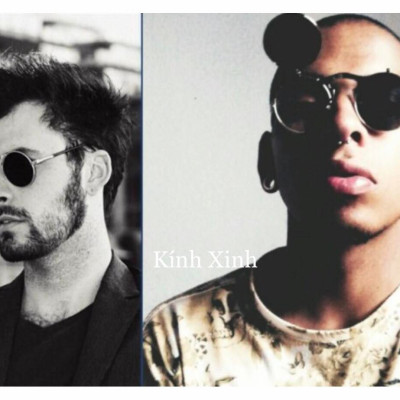 Kính râm Mắt Tròn Nhỏ 2 Lớp Lật Nắp Gọng Lò Xo Cao Cấp