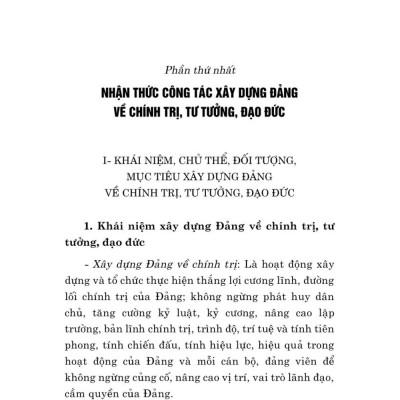 Tài liệu nhận thức và triển khai công tác xây dựng Đảng về chính trị, tư tưởng, đạo đức trong giai đoạn hiện nay - bản in 2024