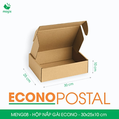 MENG08 - 30x25x10 cm - 20 Hộp carton nắp gài đóng hàng giá rẻ, hộp gói hàng, hộp quà thời trang