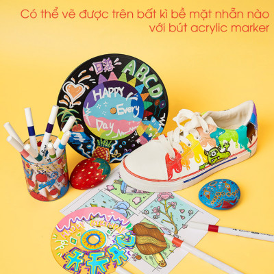 Bộ Bút Màu Acrylic Marker Chống Nước Vẽ Trên Mọi Chất Liệu.