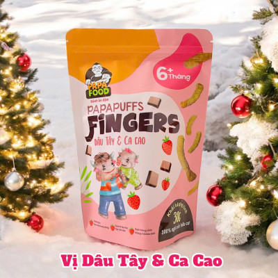Bánh ăn dặm PAPAFOOD PAPAPUFFS Vị Dâu Tây & Ca Cao - 100% Ngũ Cố Hữu Cơ - Gói 30G