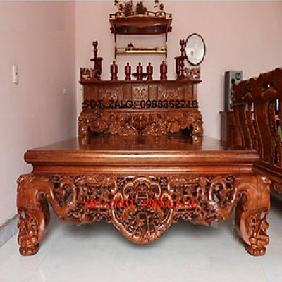 Sập Nằm Ngũ Phúc Cài Mai Cỡ Đại Gỗ Hương Đá