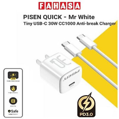 Sạc Nhanh Pisen Quick - Mr White Tiny USB-C 30W - Pisen CC1000