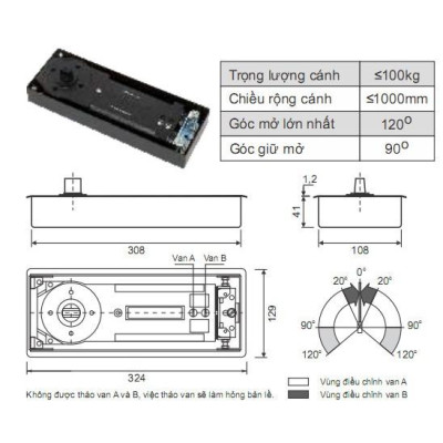 Bản lề sàn FH-100-Glaze (100kg/ cánh )