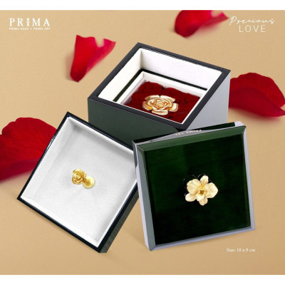 PRIMA Hộp Trang Sức Sơn mài & Hoa Hồng mạ Vàng 24K - Màu Xanh Rêu - 422D3175-01