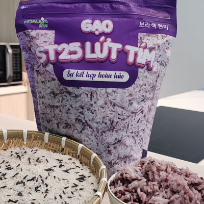 Gạo ST25 Lứt Tím túi 2kg - Dẻo mềm, thơm đặc trưng, giàu dinh dưỡng