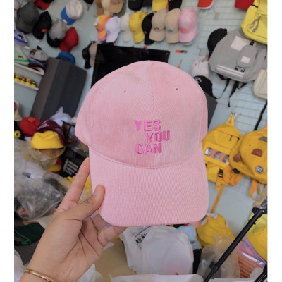 Mũ lưỡi trai Yes You Can nhung tăm xịn xò, phong cách