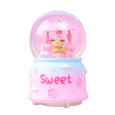 Hộp Nhạc Cầu Tuyết Hoa Đào Sakura Animal Có Nhạc Quà Tặng Trang Trí_ Hàng Chính Hãng