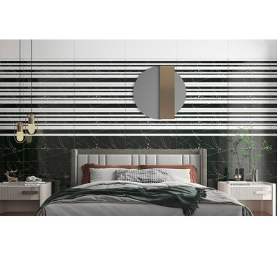 Gạch men ốp tường LUSTRA INCEF0300600011D1 màu đen trắng xen kẽ, vân đá đen trắng nổi bật trên nền đen, kích thước tiêu chuẩn 300mmx600mm - Hàng chính hãng