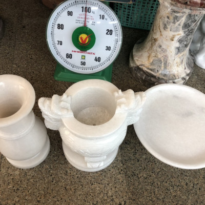 Bộ đồ thờ cúng đá cẩm thạch trắng size 30cm