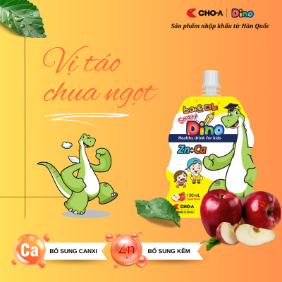 Combo 3 Túi Nước Dino LongDino/StrongDino Dành Cho Trẻ Em (3 Vị Sữa x Dâu x Táo)