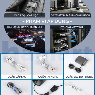 Băng Dính Gai Velcro Quấn Dây Sạc Điện Thoại Tai Nghe Dán Thu Gọn Dây Điện Đa Năng Sáng Tạo - Hàng Nhập Khẩu