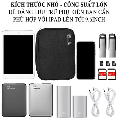 Túi đựng phụ kiện điện thoại 2 ngăn lớn cải tiến nhiều ngăn chống nước, chống sốc - Túi đựng bảo vệ phụ kiện điện thoại máy tính bảng cao cấp chính hãng D Danido 