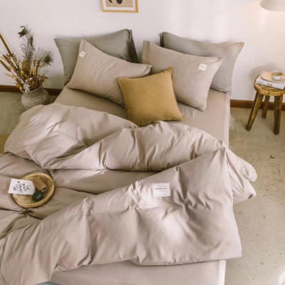 Bộ Chăn Ga Gối Cotton Tici Đơn Sắc LIDACO - Màu Be