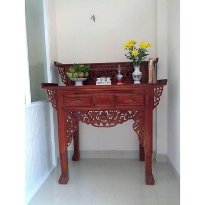 Bàn Thờ Gia tiên 2 Tầng Gỗ tràm 1m27, bàn cúng gỗ tràm , bàn thờ gỗ